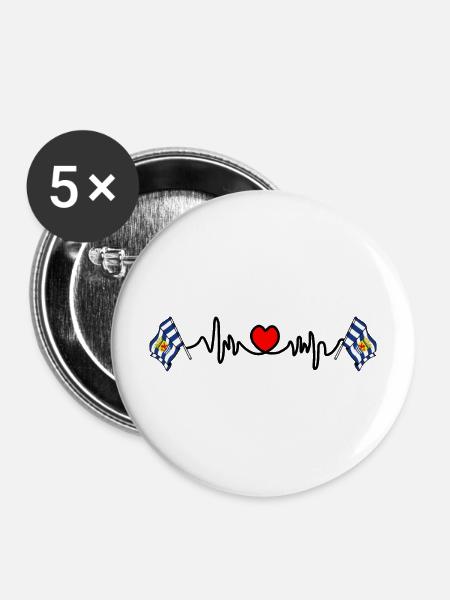 Herzfrequenz-Cardio für die Provinz Zeeland - Buttons mittel 32 mm (5er Pack) - Weiß