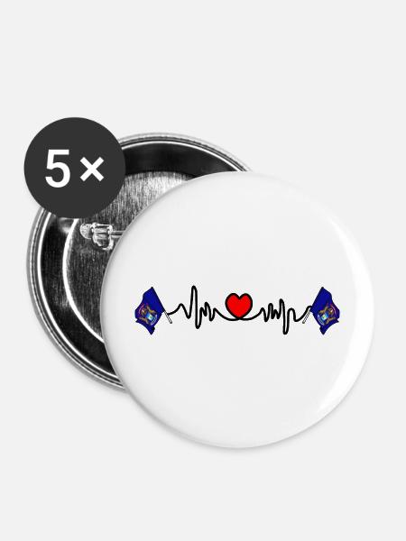 Herzfrequenz-Cardio für Michigan - Buttons mittel 32 mm (5er Pack) - Weiß