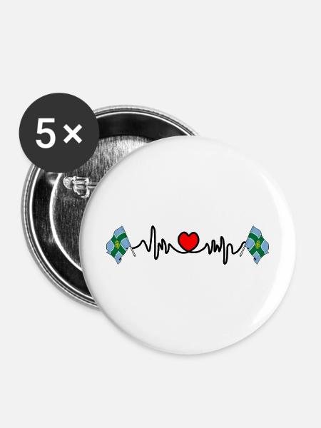 Derbyshire Herzschlag - Buttons mittel 32 mm (5er Pack) - Weiß