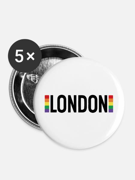 LONDON Urbaner Regenbogen - Buttons mittel 32 mm (5er Pack) - Weiß