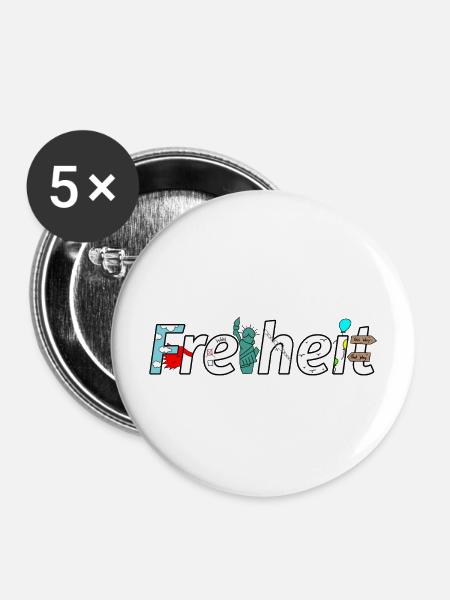 Freiheit Design - Buttons mittel 32 mm (5er Pack) - Weiß