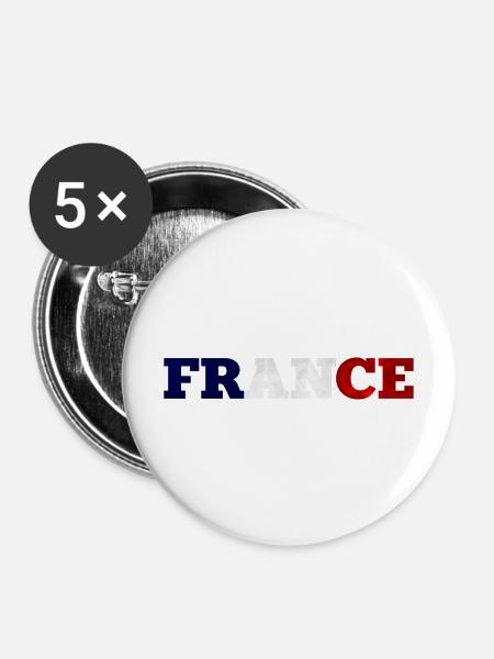 Frankreich - Buttons mittel 32 mm (5er Pack) - Weiß