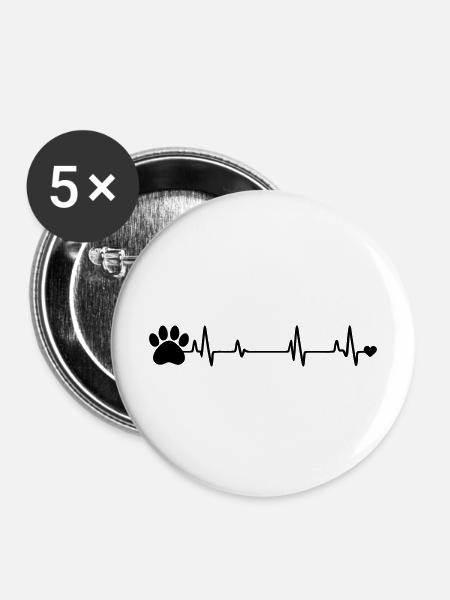 Pfotenabdruck - Buttons mittel 32 mm (5er Pack) - Weiß