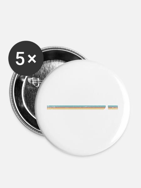 Gestreifte Retro-Katzensilhouette - Buttons mittel 32 mm (5er Pack) - Weiß