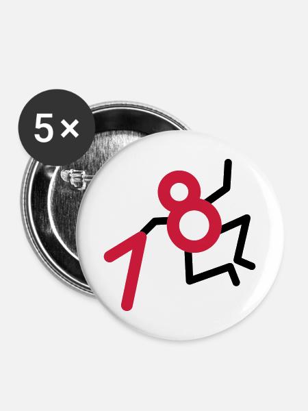 Endlich: 18 Jahre! - Buttons mittel 32 mm (5er Pack) - Weiß