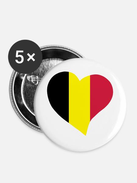 Belgische Herz - Buttons mittel 32 mm (5er Pack) - Weiß