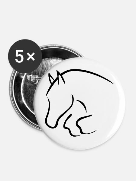 Springpferd - Buttons mittel 32 mm (5er Pack) - Weiß