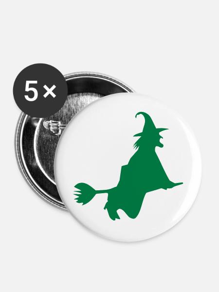 Hexe 11 - Buttons mittel 32 mm (5er Pack) - Weiß