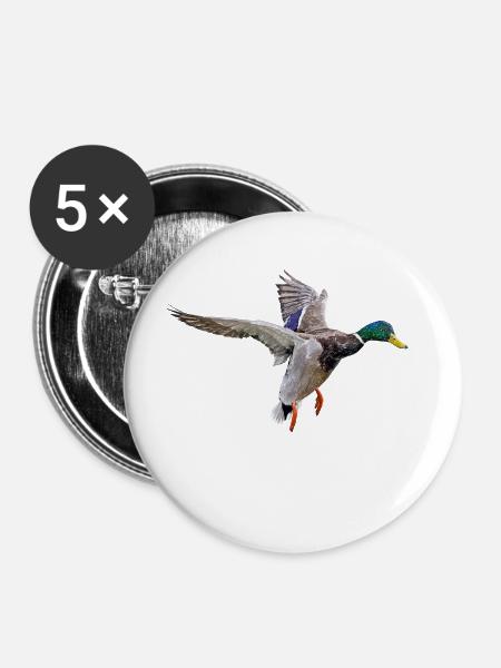 Erpel - Buttons mittel 32 mm (5er Pack) - Weiß