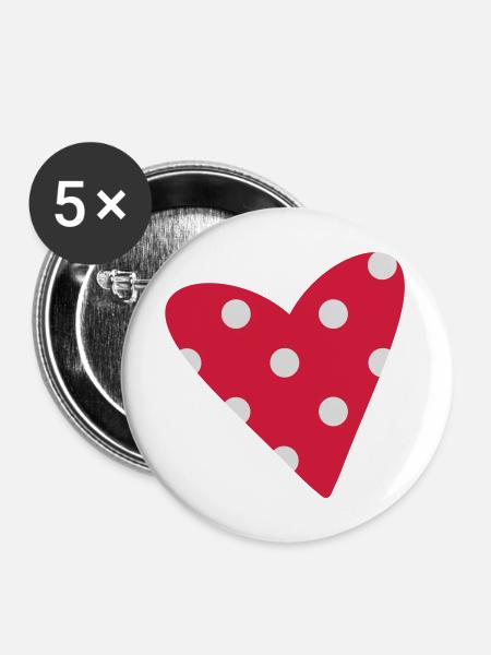 Ein kleines gepunktetes Herz - Buttons mittel 32 mm (5er Pack) - Weiß