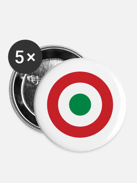 Coccarda Italien - Buttons mittel 32 mm (5er Pack) - Weiß