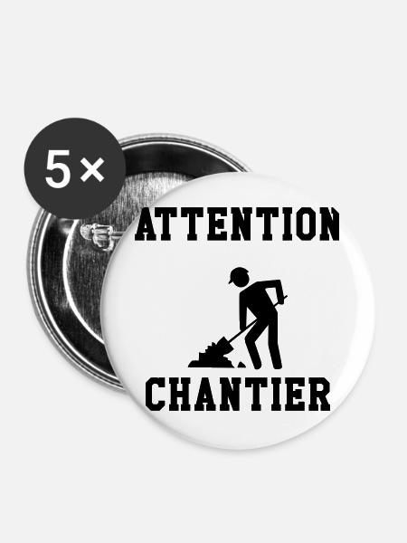 Achtung Website - Buttons mittel 32 mm (5er Pack) - Weiß