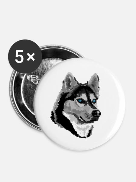 Husky - Buttons mittel 32 mm (5er Pack) - Weiß