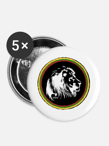 Rasta Farbkreis Ring - Buttons mittel 32 mm (5er Pack) - Weiß
