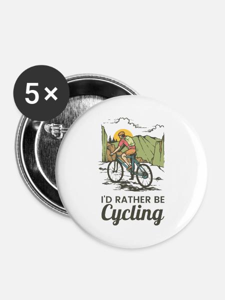 Fahrrad fahren - Buttons mittel 32 mm (5er Pack) - Weiß
