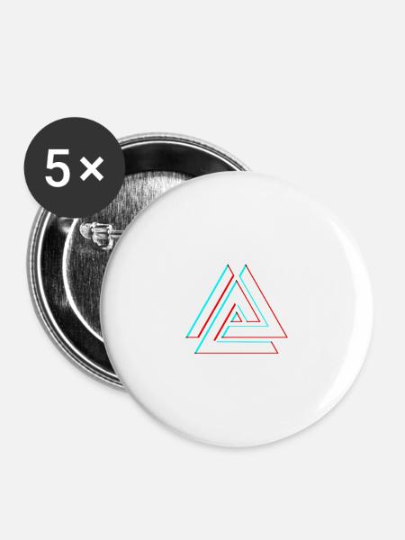 Geometrische Dreiecksneon 3D - Buttons mittel 32 mm (5er Pack) - Weiß