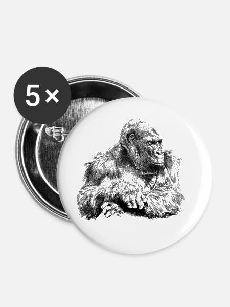 Gorilla - Buttons mittel 32 mm (5er Pack) - Weiß