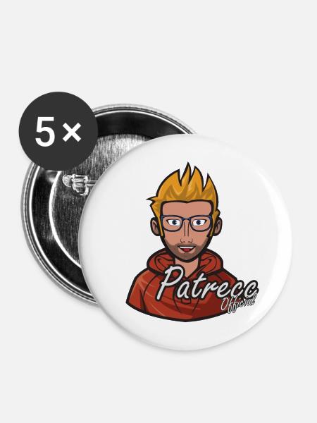 PatreccOffizieller Avatar - Buttons mittel 32 mm (5er Pack) - Weiß