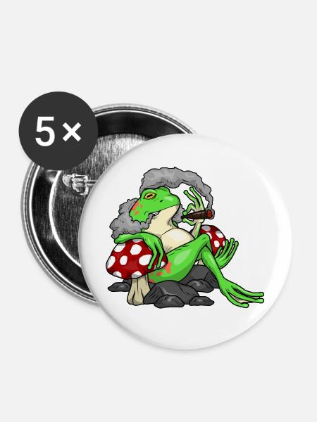 Frosch Zigarre - Buttons mittel 32 mm (5er Pack) - Weiß