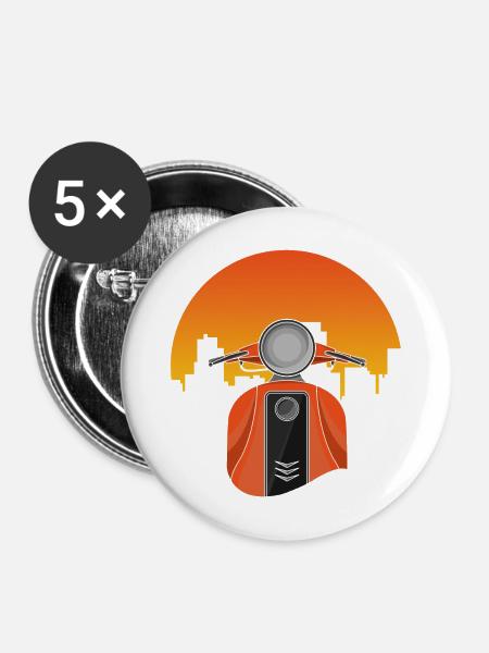 Altes Moped - Buttons mittel 32 mm (5er Pack) - Weiß