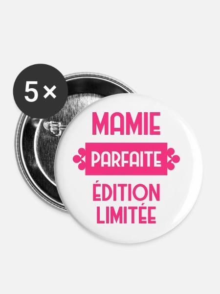 Großmütter / Oma / Mami / Großmutter / Mamy - Buttons mittel 32 mm (5er Pack) - Weiß