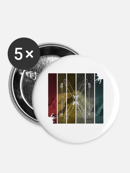 Ski - Buttons mittel 32 mm (5er Pack) - Weiß