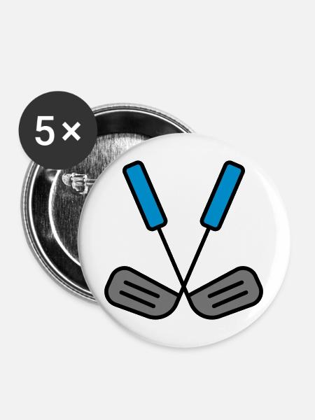 Golfschläger - Buttons mittel 32 mm (5er Pack) - Weiß
