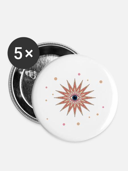 böser Blick - Buttons mittel 32 mm (5er Pack) - Weiß