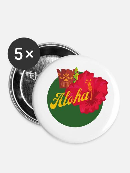 Aloha - Buttons mittel 32 mm (5er Pack) - Weiß