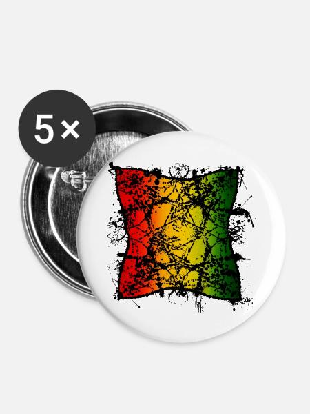 Rasta-Blattabstraktion mit Farbverlauf - Buttons mittel 32 mm (5er Pack) - Weiß