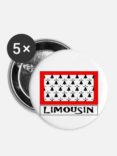Limousin - Buttons mittel 32 mm (5er Pack) - Weiß
