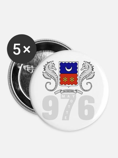 Mayotte - Buttons mittel 32 mm (5er Pack) - Weiß
