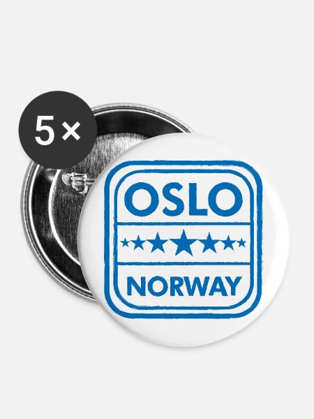 Oslo Norwegen Abzeichen - Buttons mittel 32 mm (5er Pack) - Weiß
