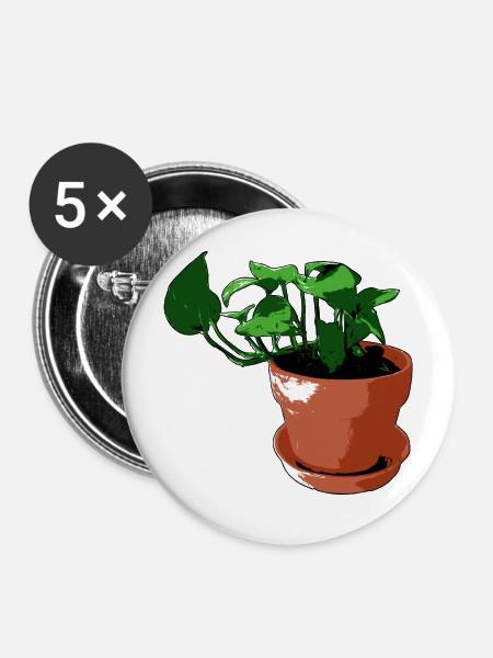 Pflanze - Buttons mittel 32 mm (5er Pack) - Weiß