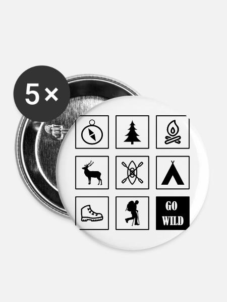 Outdoor Icons Speicher - Buttons mittel 32 mm (5er Pack) - Weiß