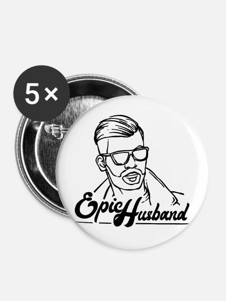 EPIC Husband - Buttons mittel 32 mm (5er Pack) - Weiß