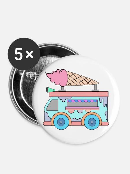 Süßigkeiten Kids Eiscreme - Buttons mittel 32 mm (5er Pack) - Weiß