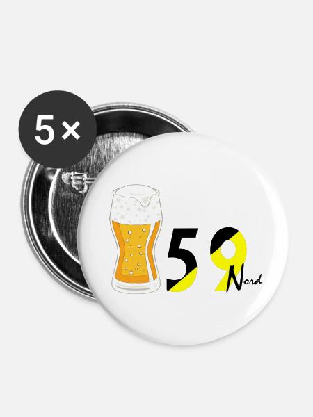 Norden - Buttons mittel 32 mm (5er Pack) - Weiß