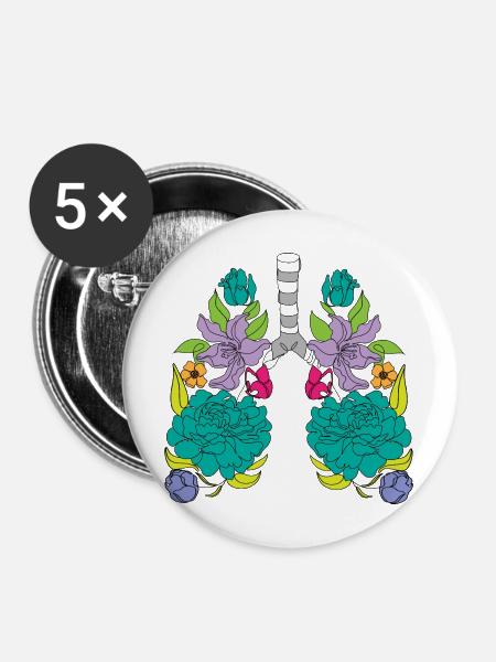eine Lunge aus Rosen - Buttons mittel 32 mm (5er Pack) - Weiß