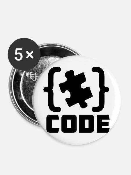 Programmierer Code-Puzzle-Lösung - Buttons mittel 32 mm (5er Pack) - Weiß