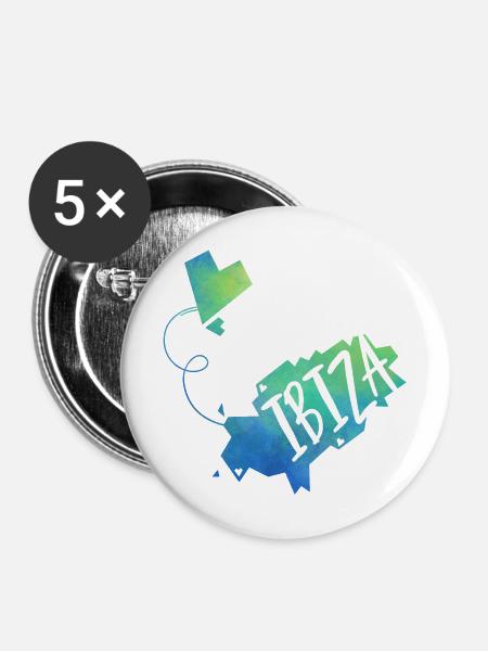 Ibiza - Buttons mittel 32 mm (5er Pack) - Weiß