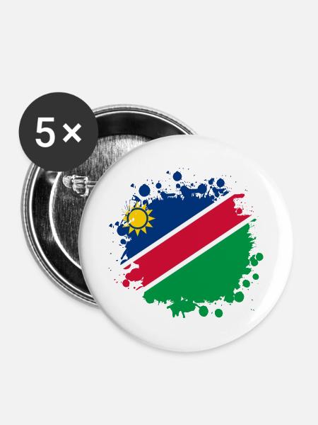 Namibia Flaggen Klecks Design - Buttons mittel 32 mm (5er Pack) - Weiß