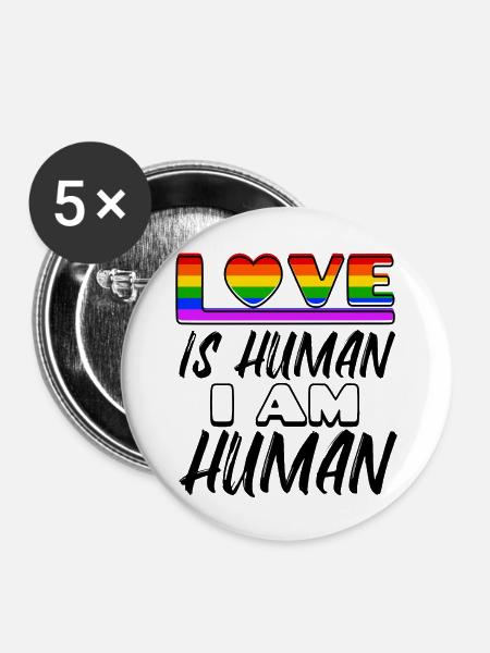 Liebe Regenbogen Menschenrechte Statement Lesben - Buttons mittel 32 mm (5er Pack) - Weiß