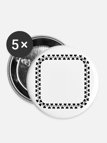 Rahmenherz-Logo - Buttons mittel 32 mm (5er Pack) - Weiß