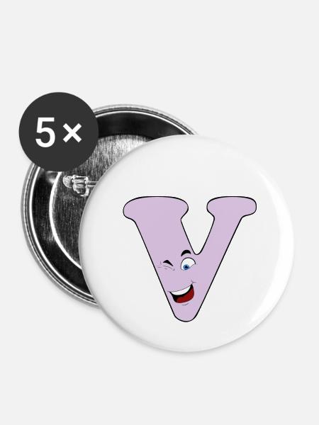 V - Buttons mittel 32 mm (5er Pack) - Weiß