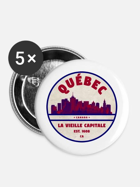 Québec Vieille Capitale Skyline - Buttons mittel 32 mm (5er Pack) - Weiß