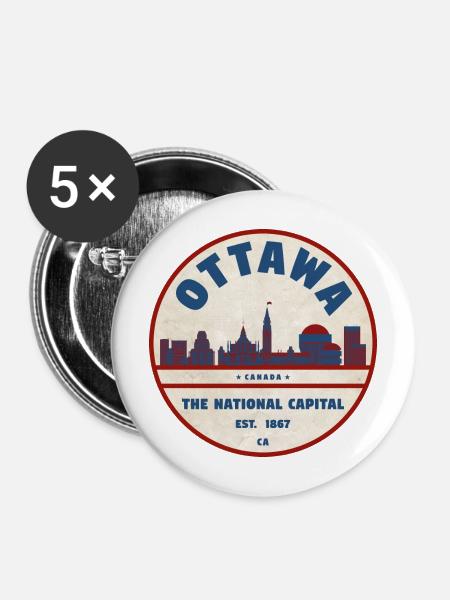 Ottawa Skyline Retro - Buttons mittel 32 mm (5er Pack) - Weiß
