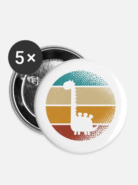 Brachiosaurus Dino - Buttons mittel 32 mm (5er Pack) - Weiß