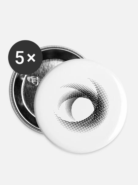 Kreiskunst gepunktet - Buttons mittel 32 mm (5er Pack) - Weiß