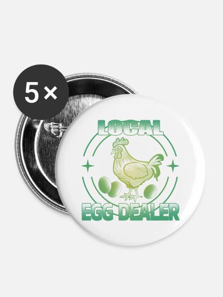 Local egg dealer - Buttons mittel 32 mm (5er Pack) - Weiß